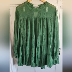 JODIFL Green Tiered Long Sleeve Top